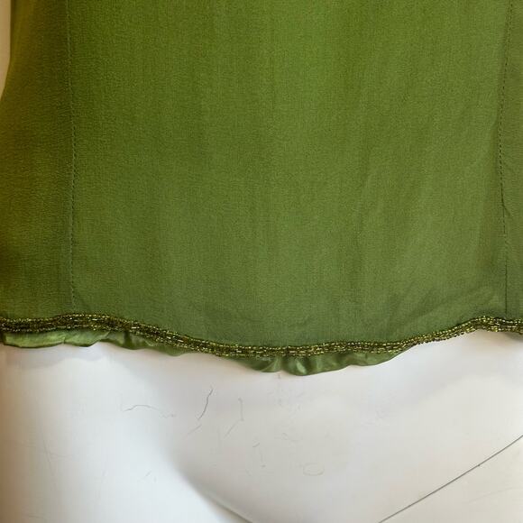 Vintage Diva by Embex Silk Green Beaded Zip Back Sleeveless Blouse sz 18=L NWOT - Picture 7 of 12